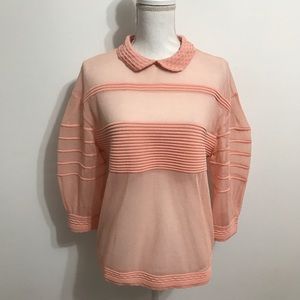 Missoni Peachy Pink Balloon Sleeve Sheer Top